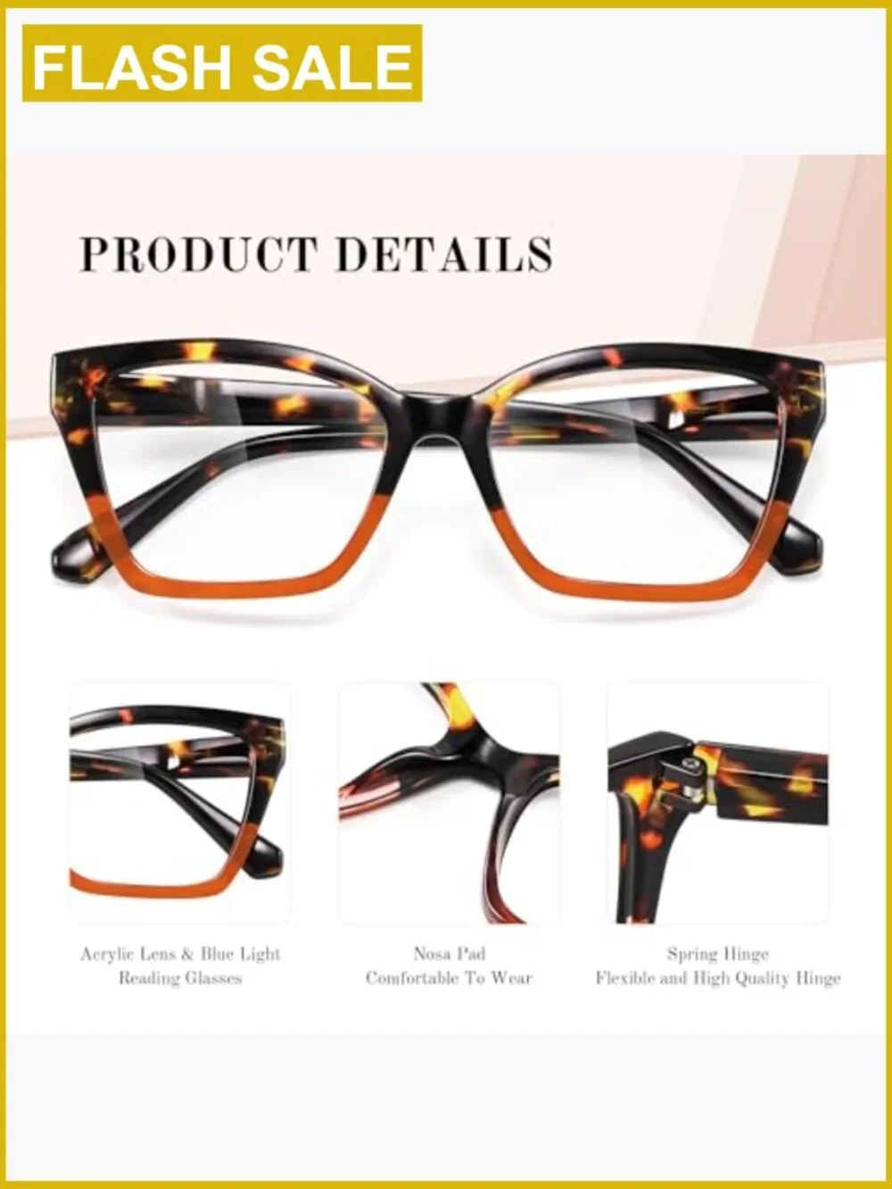 3 Pack Cat Eye Blue Light Blocking Reading Glasses Women Spring Hinge